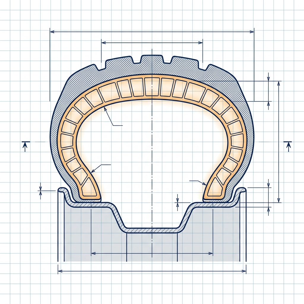 Run-flat insert cross-section — tire, insert, and rim layers